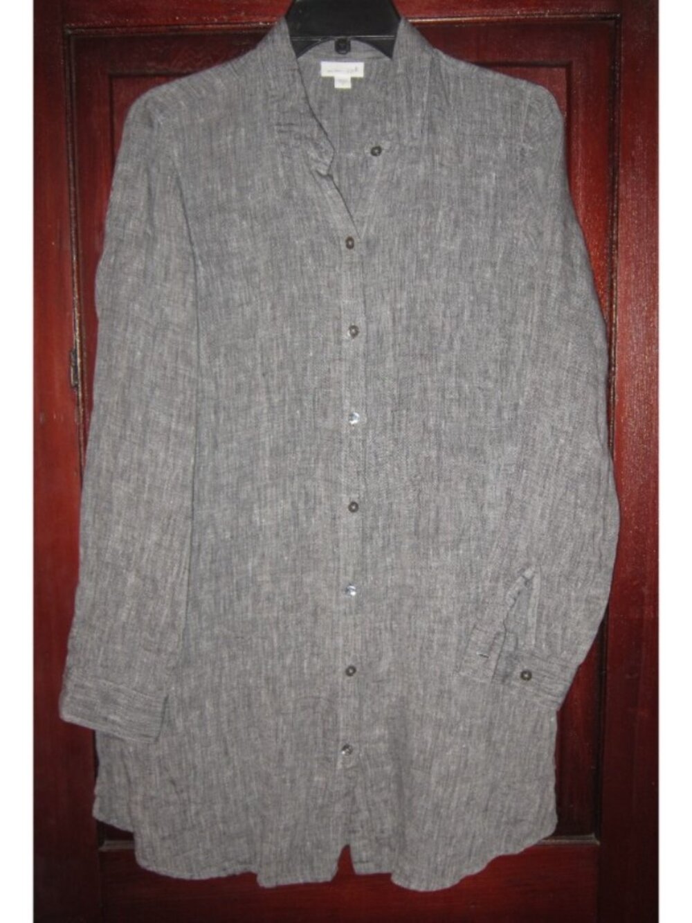 J. Jill Love 100% Linen S Tunic Shirt Top Blouse Gray Long Lightweight Side Slit